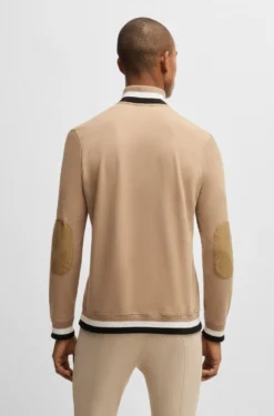 Reitsport-Sweatshirt aus Stretch-Baumwolle mit Troyerkragen