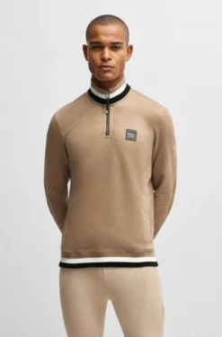 Reitsport-Sweatshirt aus Stretch-Baumwolle mit Troyerkragen