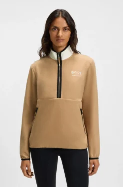 Reitsport-Sweatshirt aus Stretch-Baumwolle mit kurzem Reißverschluss