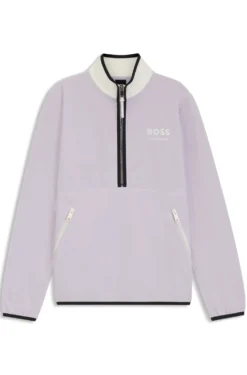 Reitsport-Sweatshirt aus Stretch-Baumwolle mit kurzem Reißverschluss