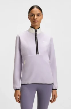 Reitsport-Sweatshirt aus Stretch-Baumwolle mit kurzem Reißverschluss