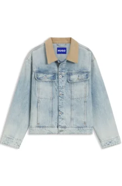 Relaxed-Fit Baumwolljacke mit Cordkragen