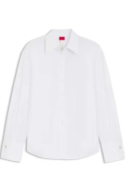 Relaxed-Fit Bluse aus Baumwolle mit Stack-Logo Manschettenknöpfen