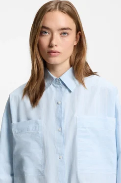 Relaxed-Fit Bluse aus gestreifter Baumwoll-Popeline