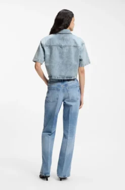 Relaxed-Fit Bluse aus gestreiftem Rigid-Denim