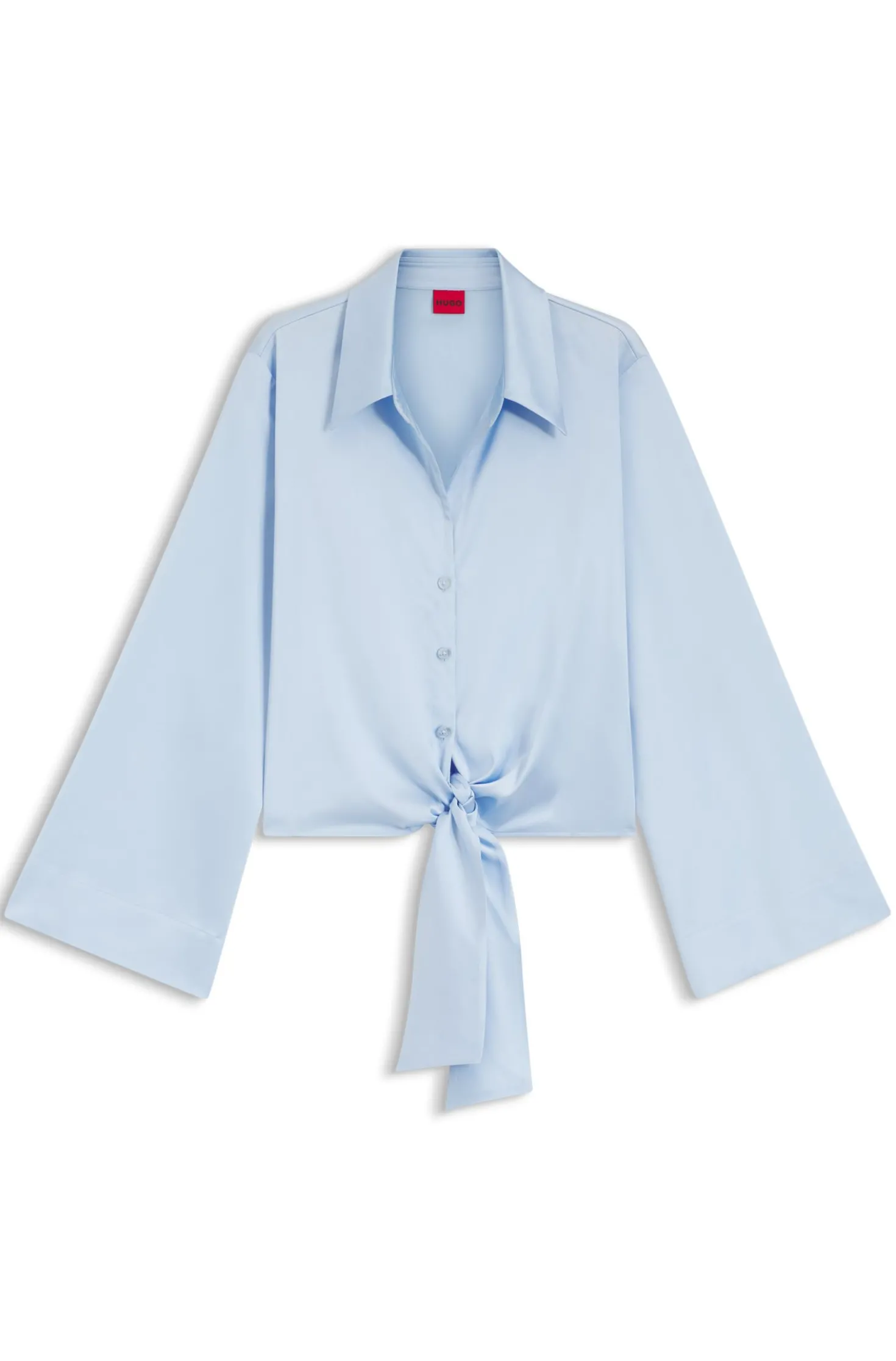 Relaxed-Fit Bluse aus Stretch-Satin mit Krawatten-Detail