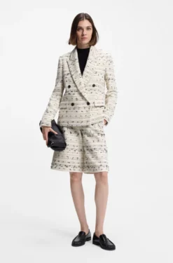 Relaxed-Fit Cropped-Hose aus gestreiftem Baumwoll-Mix mit Tweed-Struktur