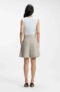 Relaxed-Fit Culotte aus Leinen-Mix mit Fischgrät-Webstruktur