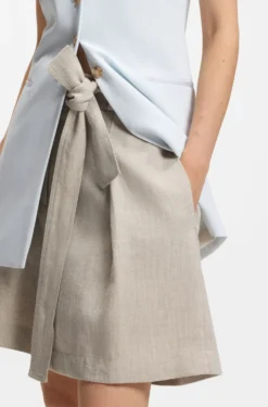 Relaxed-Fit Culotte aus Leinen-Mix mit Fischgrät-Webstruktur