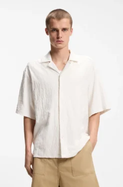 Relaxed-Fit Hemd aus Baumwoll-Frottee-Jacquard