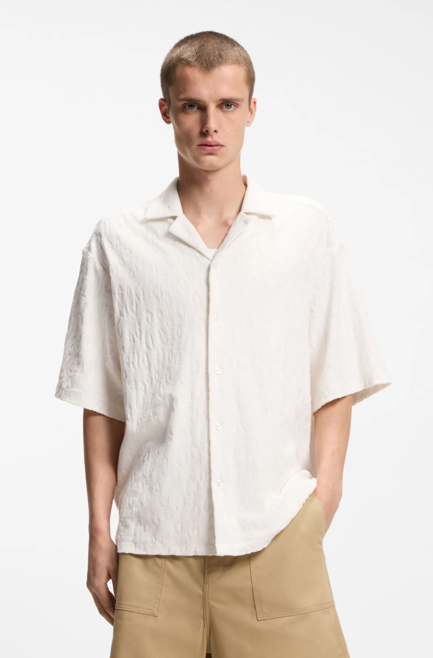 Relaxed-Fit Hemd aus Baumwoll-Frottee-Jacquard