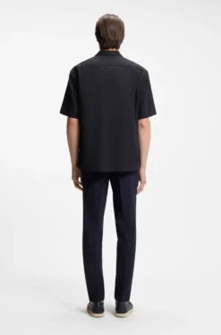 Relaxed-Fit Hemd aus Woll-Mix mit Mesh-Muster