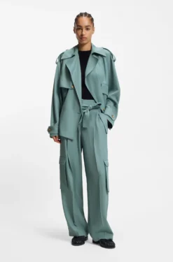 Relaxed-Fit Hose aus drapiertem Twill mit Paperbag-Bund