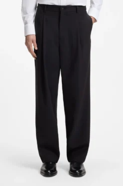 Relaxed-Fit Hose aus gemusterter Schurwolle