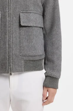 Relaxed-Fit Jacke aus Alpaka-Mix mit Fischgrätmuster