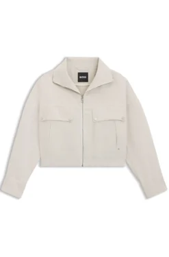 Relaxed-Fit Jacke aus Baumwoll-Twill mit Leinen