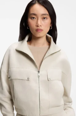 Relaxed-Fit Jacke aus Baumwoll-Twill mit Leinen