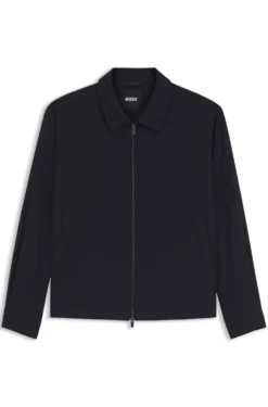 Relaxed-Fit Jacke aus gemusterter Schurwolle mit Reißverschluss