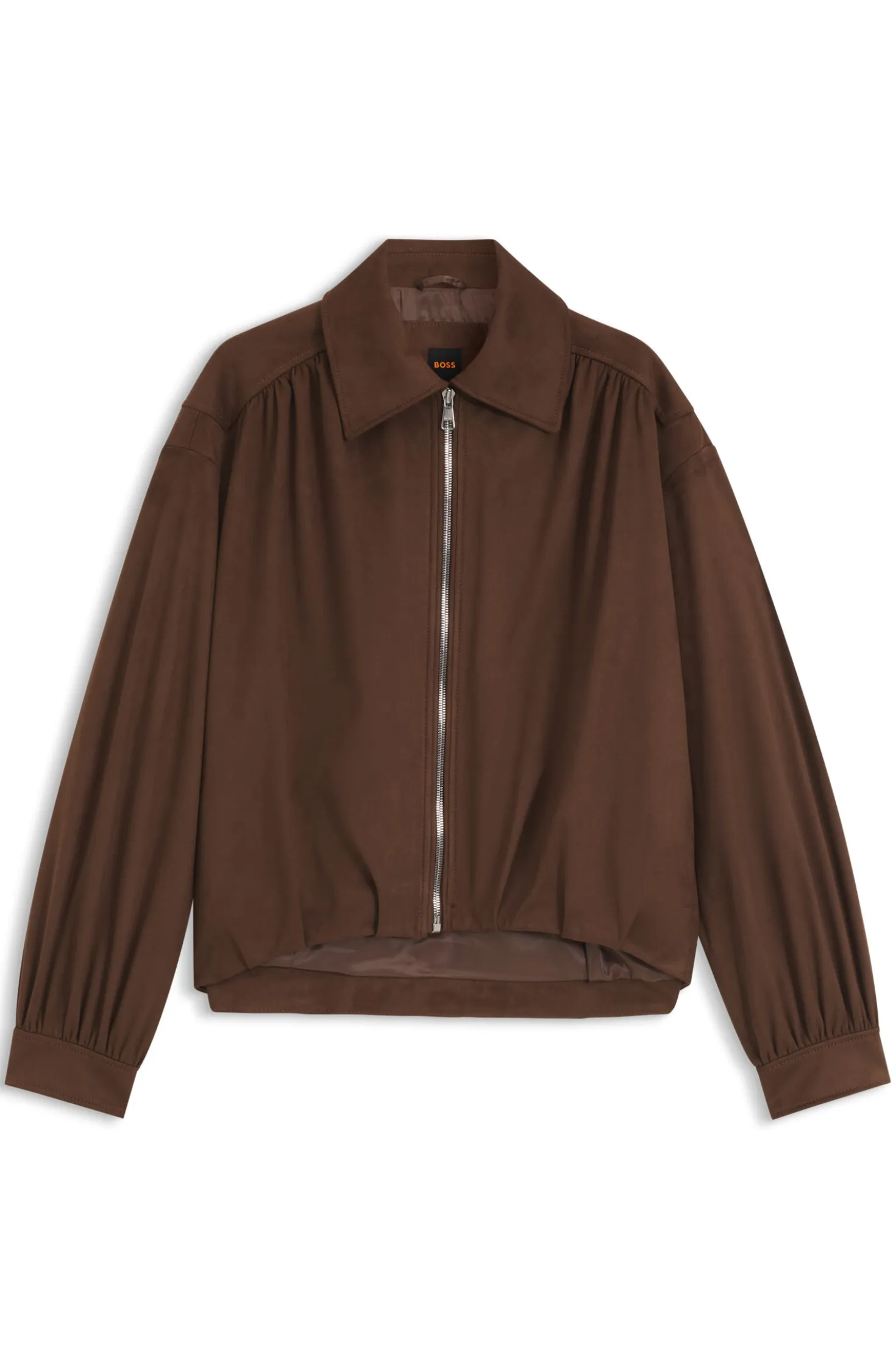 Relaxed-Fit Jacke aus Veloursleder-Imitat mit Reißverschluss