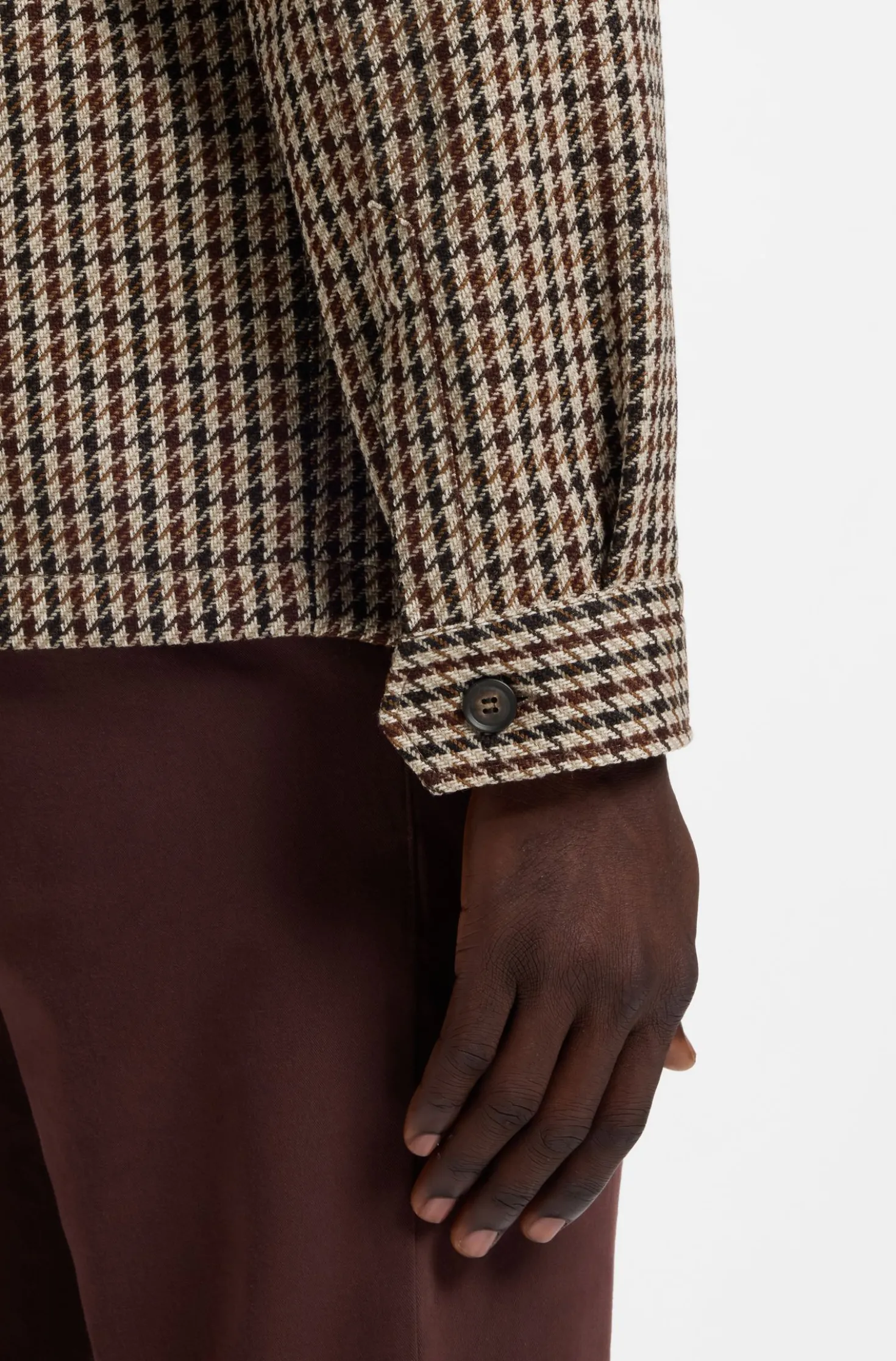 Relaxed-Fit Jacke aus Woll-Mix mit Vichy-Karo