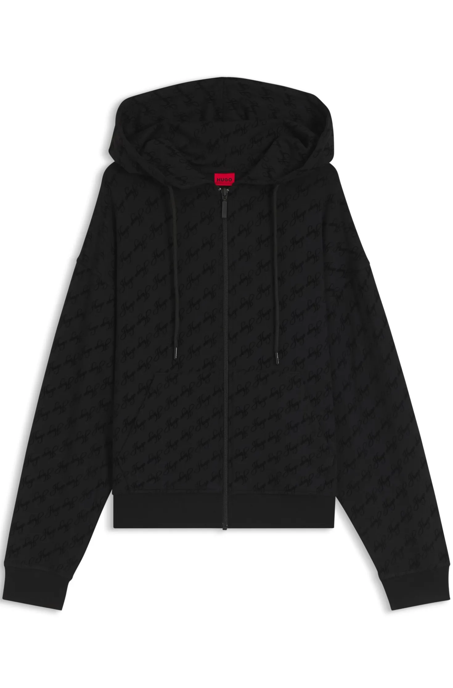 Relaxed-Fit Jacke mit Kapuze und Flock-Logo-Print