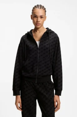 Relaxed-Fit Jacke mit Kapuze und Flock-Logo-Print