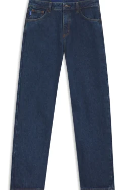 Relaxed-Fit Jeans aus blauem Denim mit Rinse-Waschung