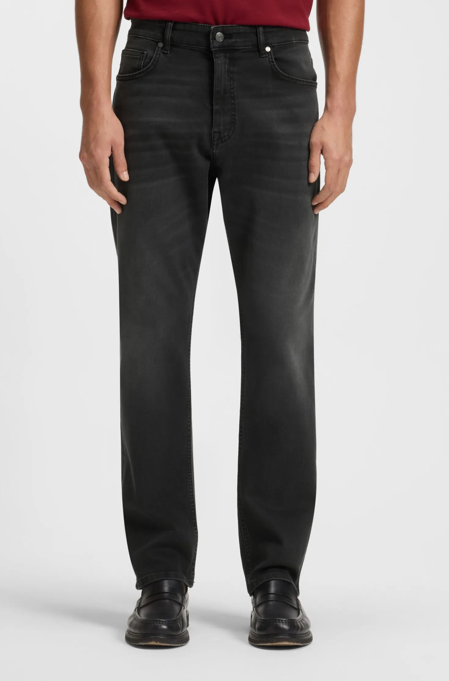 Relaxed-Fit Jeans aus schwarzem Stretch-Denim