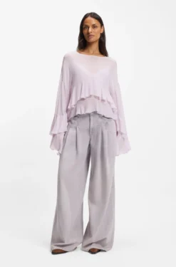 Relaxed-Fit Krepp-Bluse aus Seersucker-Georgette mit Rüschen