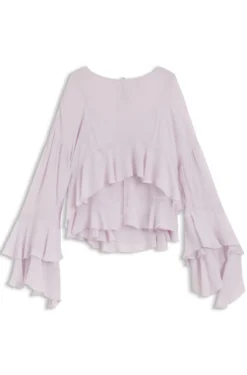 Relaxed-Fit Krepp-Bluse aus Seersucker-Georgette mit Rüschen