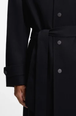 Relaxed-Fit Mantel aus Schurwolle mit Fischgrät-Muster