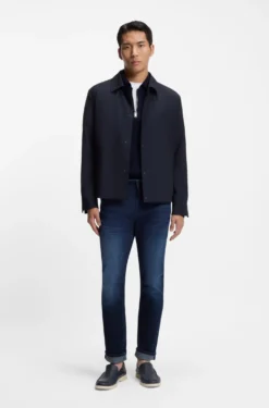 Relaxed-Fit Overshirt aus elastischem Woll-Mix