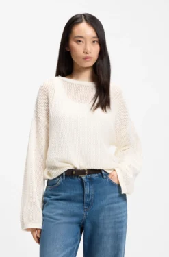 Relaxed-Fit Pullover aus Baumwolle mit Mesh-Struktur
