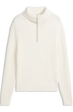 Relaxed-Fit Pullover aus gerippter Baumwolle mit Troyerkragen