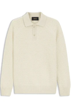 Relaxed-Fit Pullover aus strukturiertem Kaschmir mit Polokragen