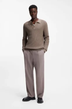 Relaxed-Fit Pullover aus strukturierter Baumwolle mit Polokragen