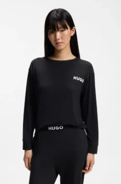 Relaxed-Fit Pyjama-Top aus Stretch-Jersey mit Logo-Print