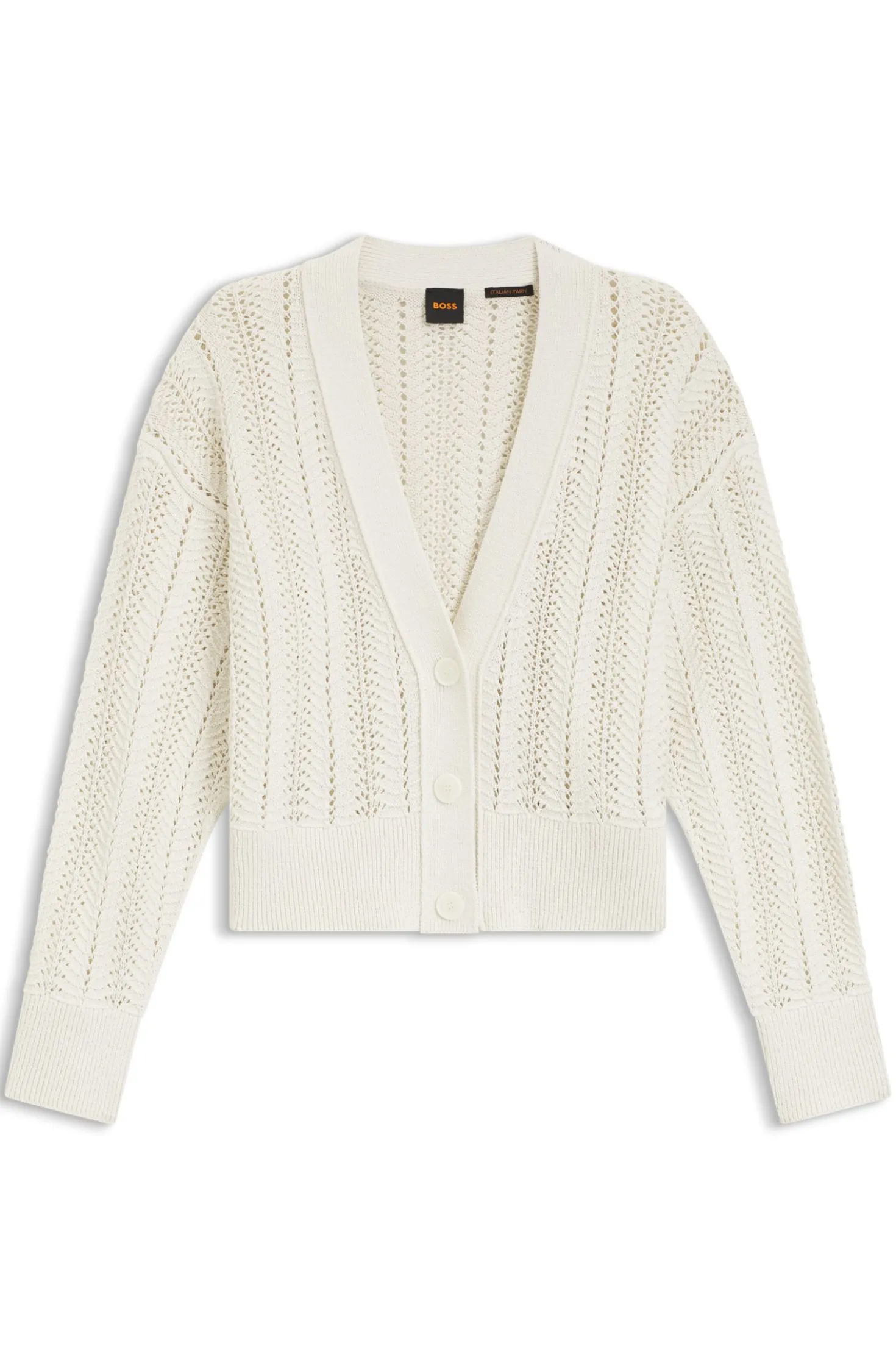 Relaxed-Fit Strickjacke aus Baumwoll-Mix mit Wellenstruktur