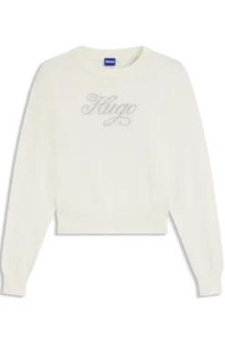 Relaxed-Fit Strickpullover mit Logo aus metallisierten Garnen