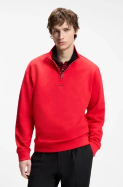 Relaxed-Fit Sweatshirt aus Baumwolle mit Troyerkragen