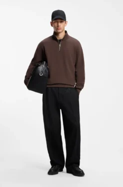 Relaxed-Fit Sweatshirt aus Baumwolle mit Troyerkragen