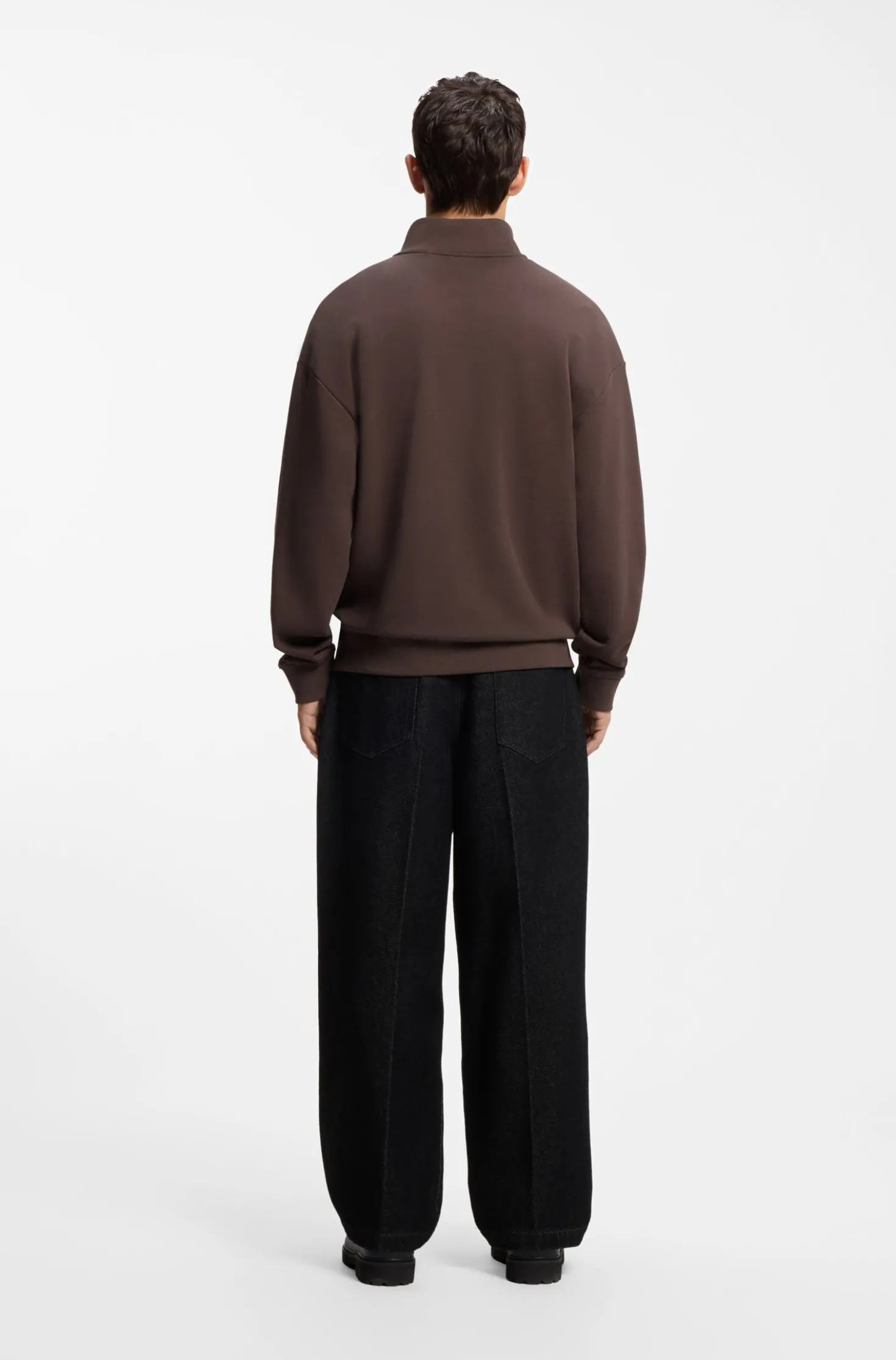 Relaxed-Fit Sweatshirt aus Baumwolle mit Troyerkragen