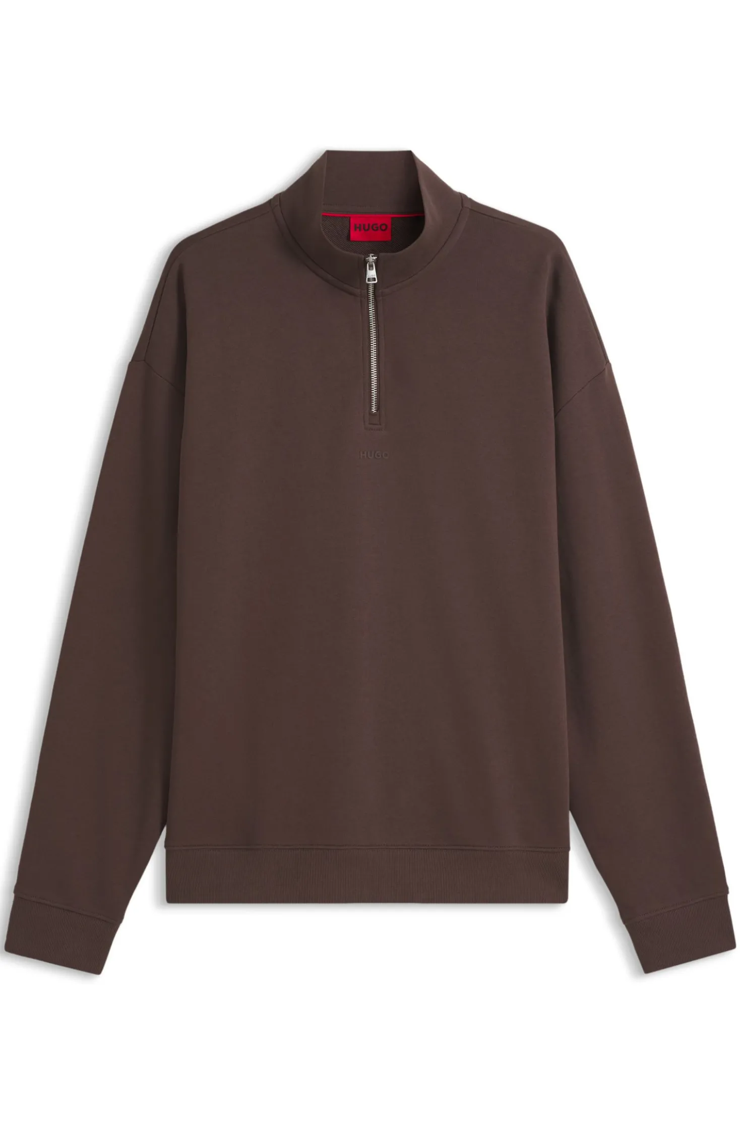 Relaxed-Fit Sweatshirt aus Baumwolle mit Troyerkragen
