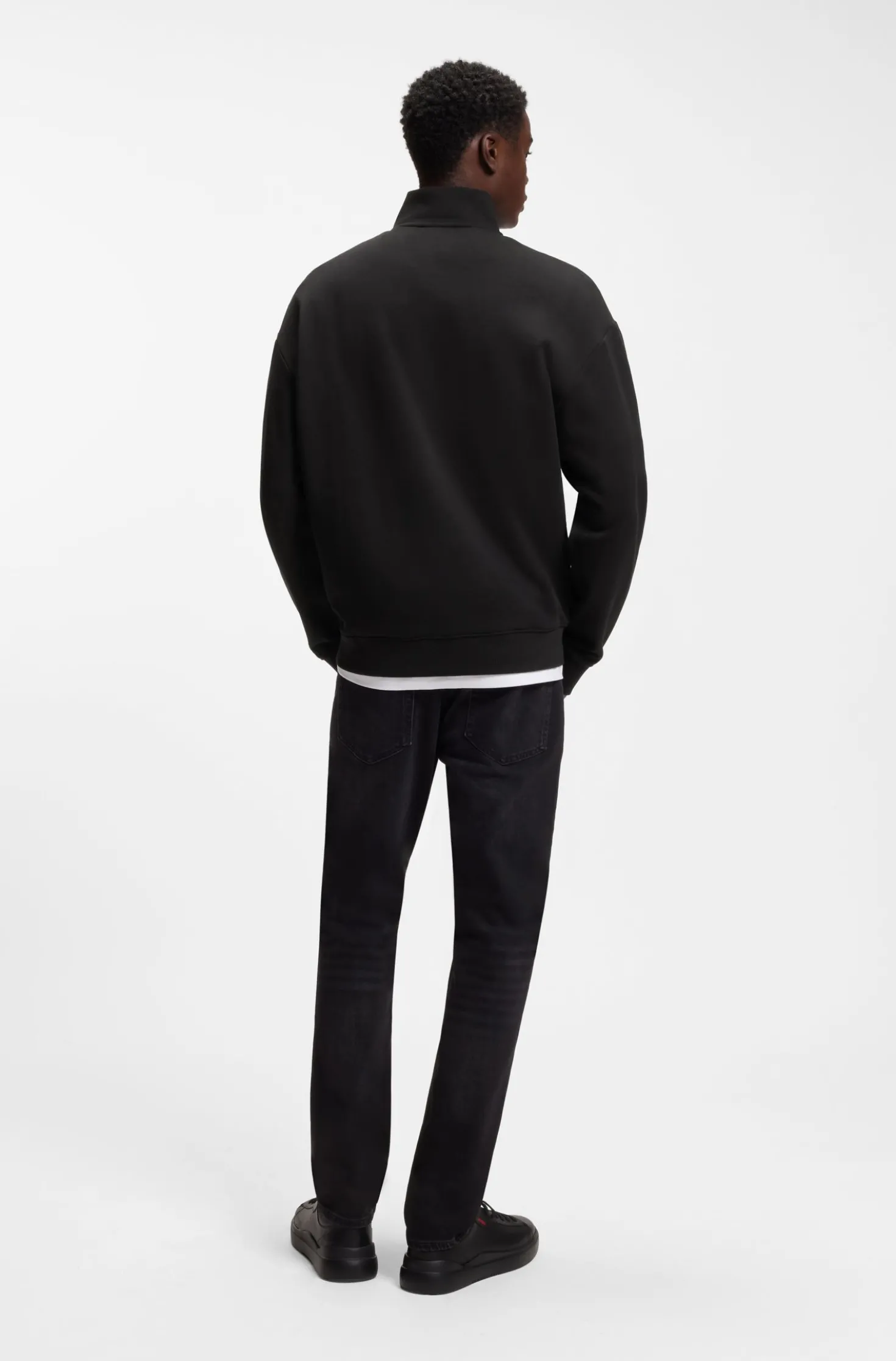 Relaxed-Fit Sweatshirt aus Baumwolle mit Troyerkragen