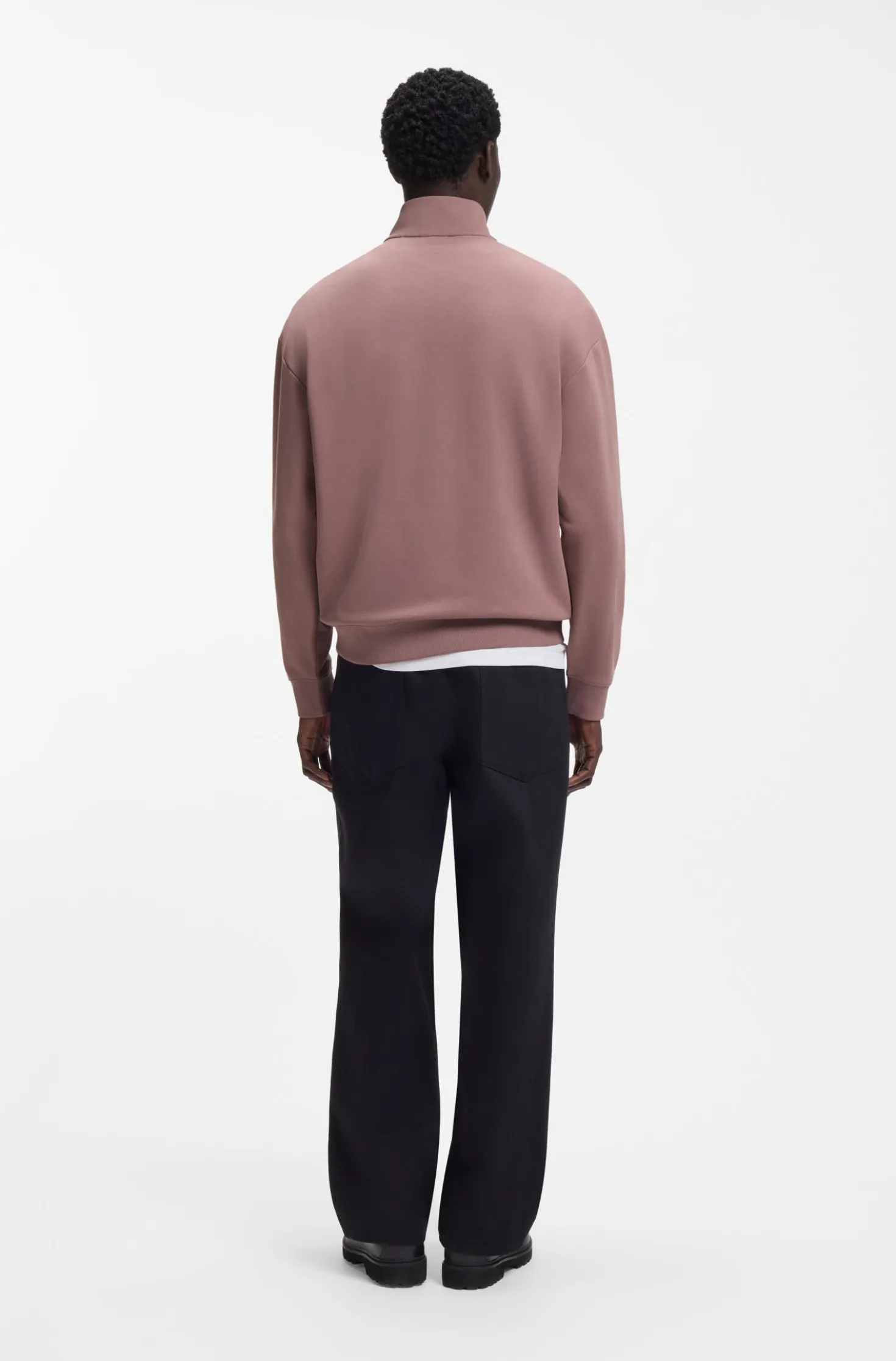 Relaxed-Fit Sweatshirt aus Baumwolle mit Troyerkragen