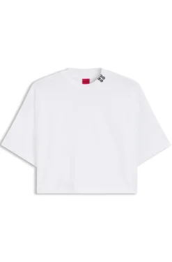 Relaxed-Fit T-Shirt aus Baumwolle in Cropped-Länge mit Nacken-Logo