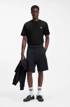 Relaxed-Fit T-Shirt aus Interlock-Baumwolle mit bestickten Schultern