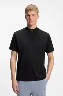 Relaxed-Fit T-Shirt aus Stretch-Baumwolle mit Stehkragen