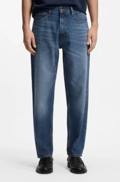Relaxed Tapered-Fit Jeans aus blauem Denim