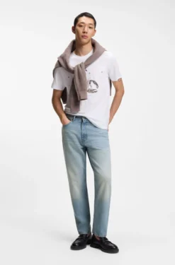 Relaxed Tapered-Fit Jeans aus hellblauem Denim